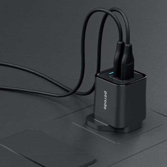 Porodo Dual USB Wall Charger 2.4A UK - Black