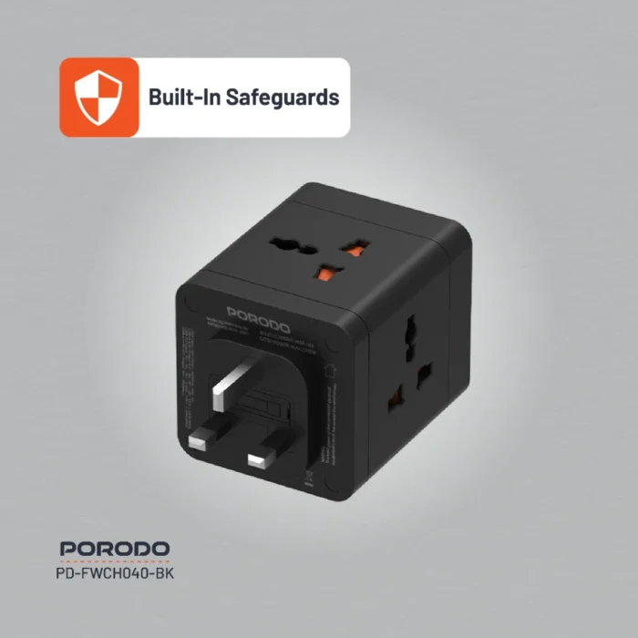 Porodo 4 AC Universal Power Block - Black (2)