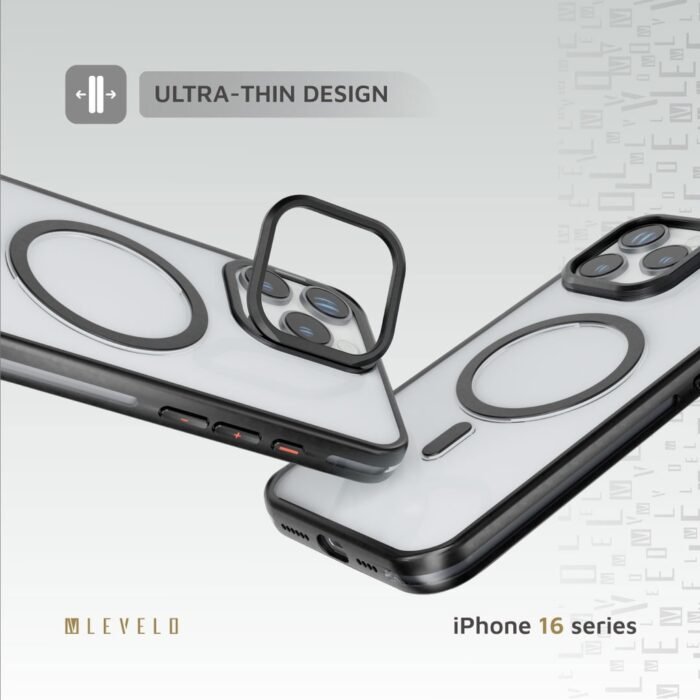 Levelo Elio PC Case With Camera Ring Stand for iPhone 16 Pro Max-Pro (3)