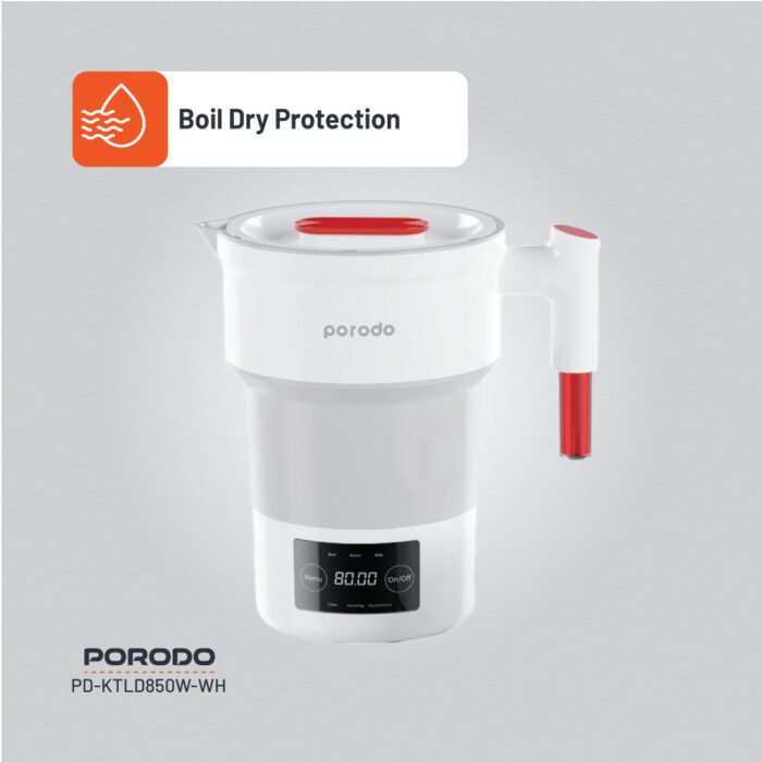 Porodo Lifestyle Portable Folding Electric Kettle - White (1)