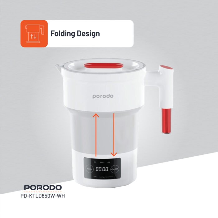 Porodo Lifestyle Portable Folding Electric Kettle - White (5)
