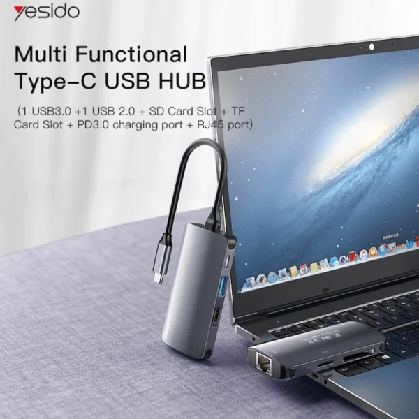 Yesido Hub Adapter 6 in 1 Intelligent Hub Docking station HB15