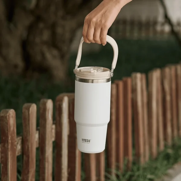 كوب سفر من الفولاذ المقاوم للصدأ من Tyeso ROAM مع قشة قابلة للطي وغطاء للشرب