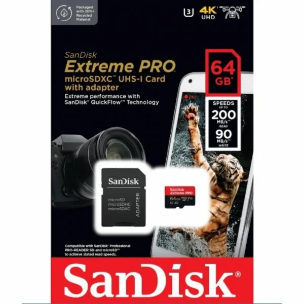بطاقة ذاكرة SanDisk Extreme PRO - 64 جيجابايت