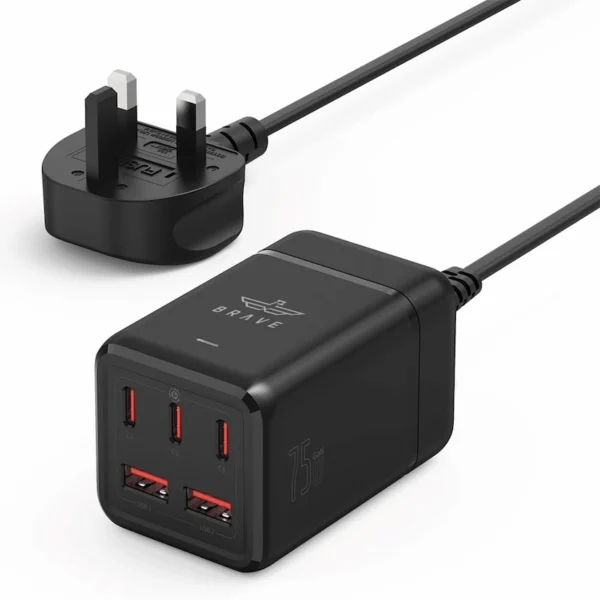 شاحن سريع Brave Travel 75W GaN - 5Port