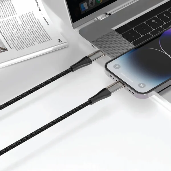 كابل شفاف من Green Lion USB-C إلى Lightning مضفر