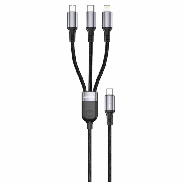 كابل USB-C 3 في 1 من Green Lion مع 2 USB-C وLightning