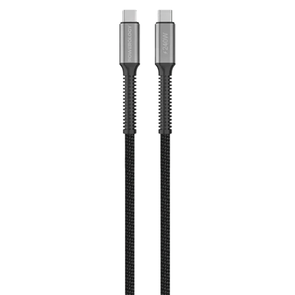 كابل USB-C مضفر USB-C إلى USB-C بقوة 240 وات من Powerology USB4